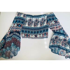 Off The Shoulder Wide Long Sleeve Top